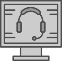 auriculares línea lleno escala de grises icono diseño vector