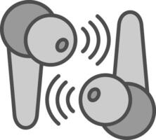 Earbuds Line Filled Greyscale Icon Design vector