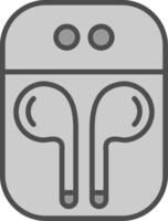 Earbuds Line Filled Greyscale Icon Design vector