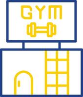 gimnasio línea dos color icono diseño vector