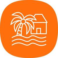 Beach House Line Curve Icon Design vector