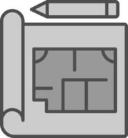 Blueprint Line Filled Greyscale Icon Design vector