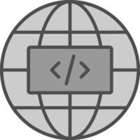 Earth Globe Line Filled Greyscale Icon Design vector