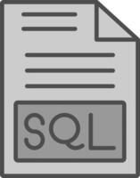 sql línea lleno escala de grises icono diseño vector