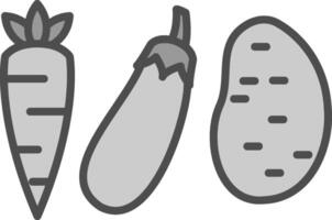 vegetales línea lleno escala de grises icono diseño vector