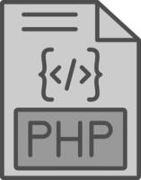 php línea lleno escala de grises icono diseño vector