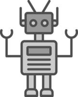 robot línea lleno escala de grises icono diseño vector