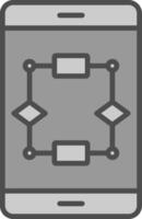 Algorithm Line Filled Greyscale Icon Design vector
