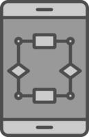 Algorithm Line Filled Greyscale Icon Design vector