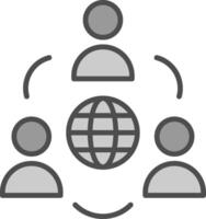 Network Line Filled Greyscale Icon Design vector