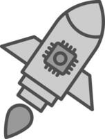 Rocket Line Filled Greyscale Icon Design vector