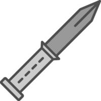 cuchillo línea lleno escala de grises icono diseño vector