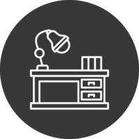 Office Desk Line Inverted Icon Design vector