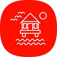 Beach Villa Line Curve Icon Design vector