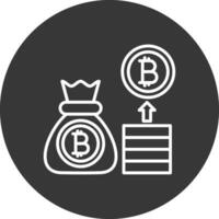 bitcoin línea invertido icono diseño vector