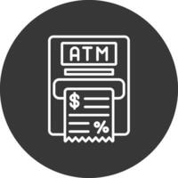 Cajero automático máquina línea invertido icono diseño vector