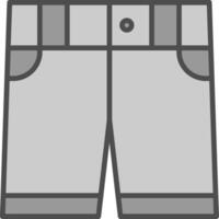 pantalones cortos línea lleno escala de grises icono diseño vector