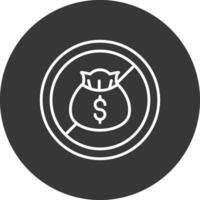 No dinero línea invertido icono diseño vector