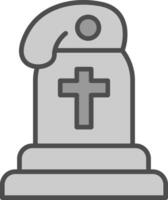 Grave Line Filled Greyscale Icon Design vector