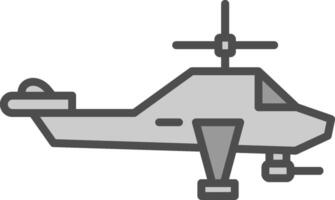 helicóptero línea lleno escala de grises icono diseño vector