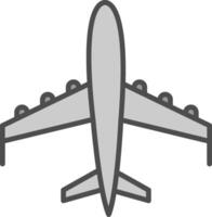 Plane Line Filled Greyscale Icon Design vector