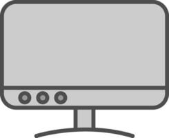 televisión línea lleno escala de grises icono diseño vector