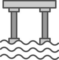 puente línea lleno escala de grises icono diseño vector