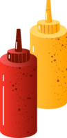 Ketchup and mustard in bottles png
