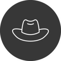 vaquero sombrero línea invertido icono diseño vector