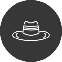 vaquero sombrero línea invertido icono diseño vector