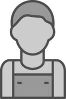 Loader Man Line Filled Greyscale Icon Design vector