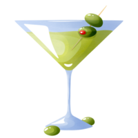 Classic martini cocktail with olives png