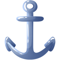 Blue ship anchor for seaside vacation concept and cruise liner floating in ocean png