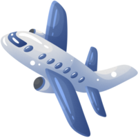 Blue airplane takes travelers on sea vacation to have good summer vacation. png