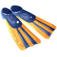 Flippers for snorkeling and diving during seaside holiday or oceanic fish study expedition png