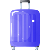 Blue travel suitcase on wheels for things of traveler going to rest on sea and enjoy summer vacation png