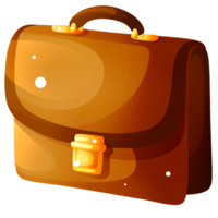 Brown leather briefcase png