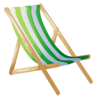 Beach deckchair with wooden legs and striped fabric for tourists who want to sunbathe during holiday png