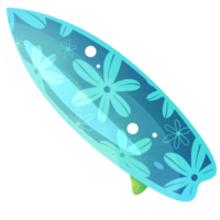 Turquoise surfboard for tourists vacationing on sea and lovers extreme riding on waves png