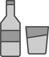 vino línea lleno escala de grises icono diseño vector