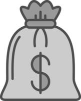 bolso de dinero línea lleno escala de grises icono diseño vector