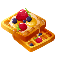 Delicious fluffy waffles with berries png
