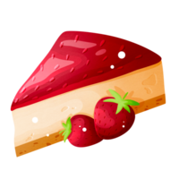 Delicious piece of cheesecake with strawberries png