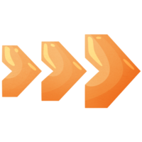 Arrow right. Triple direction icon. Pointer for website. Interface element orange colors. png