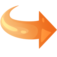 Arrow right. Stylish direction icon. Pointer for website. Interface element orange colors. png