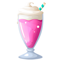 Tasty milkshake with straw in glass png