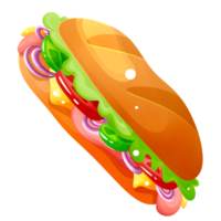 Tasty sandwich with ham and lettuce png