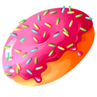 Tasty donut with pink glaze and decor png