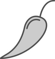 Chilli Line Filled Greyscale Icon Design vector