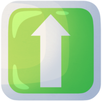 Up arrow. Square volumetric direction icon. Pointer for website. Interface element green colors. png